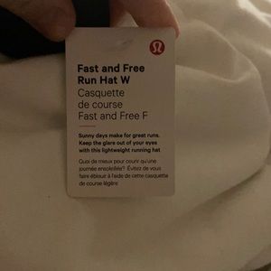 Fast and free hat from Lululemon. Never worn and with tags.